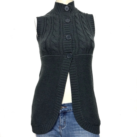 BONGO Sweaters - BONGO charcoal half button sweater vest